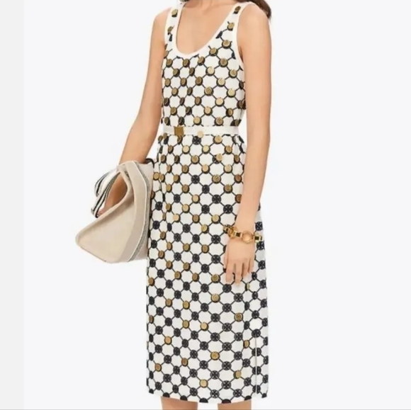 White TORY BURCH Logo Tank Dress w/Gold Coins. US 8. EUC - Picture 2 of 14